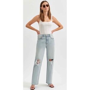 NWT Daze Denim 1999 Slouchy 90s Fit Jeans Bulls Eye Distressed Light Wash 26